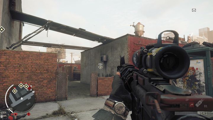 Once you arrive, move to the back of the building, where you will find the place shown on the screenshot - Holloway - Red zone | Key Points - Key Points - Homefront: The Revolution Game Guide & Walkthrough