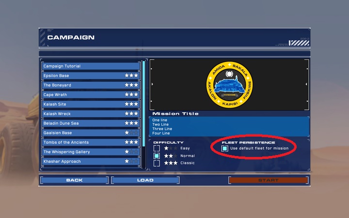Check this box to use default fleet for missions. - About this guide - Preliminary information - Homeworld: Deserts of Kharak Game Guide