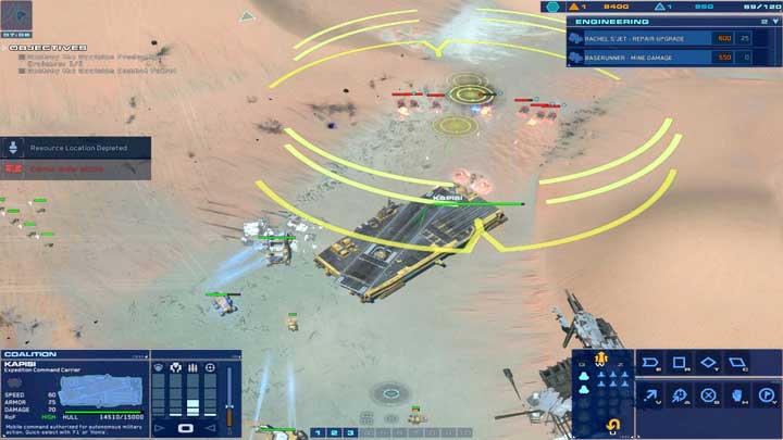 The enemy will attack with groups of AAVs of 8, every 10 minutes. - Mission 6 - Beladin Dune Sea - Campaign mode walkthrough - Homeworld: Deserts of Kharak Game Guide