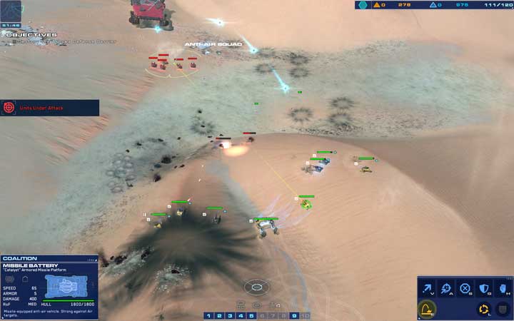 Attack from the direction of the Southern hill - this will provide you with the greatest advantage. - Mission 6 - Beladin Dune Sea - Campaign mode walkthrough - Homeworld: Deserts of Kharak Game Guide