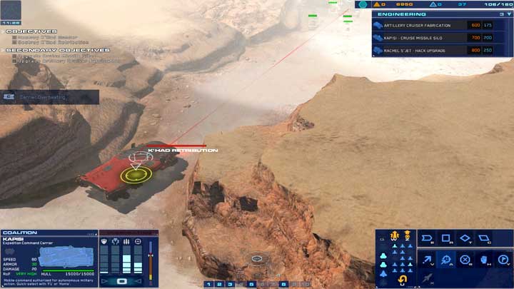 As soon as you have produced your armies (make sure that their numbers do not reach the maximum), take Kapisi and move north, to the Eastern rock, near the canyon [4] - Mission 9 - The Whispering Gallery - Campaign mode walkthrough - Homeworld: Deserts of Kharak Game Guide