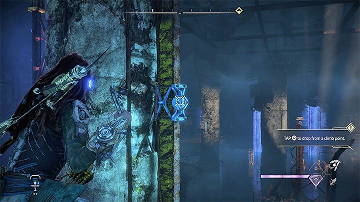 A little further down you'll need to use the Pullcaster in the place pictured above - Horizon Forbidden West: Deaths Door - walkthrough - Main Storyline - Horizon Forbidden West Guide