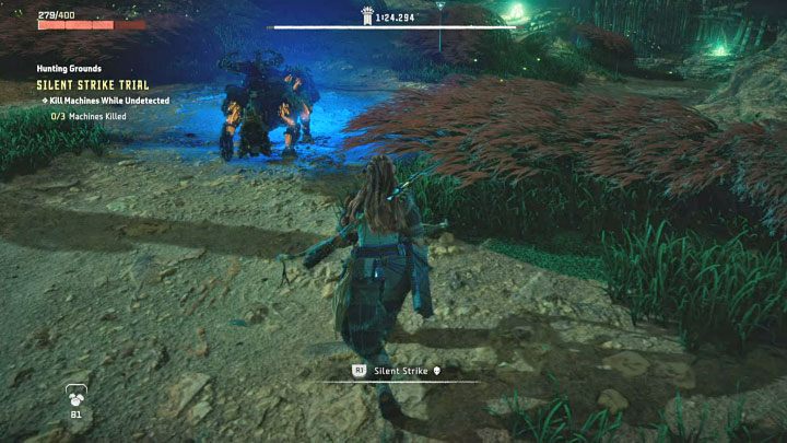This trial tasks you with using Silent Strike or Strike from Above to kill machines while remaining hidden - Horizon Forbidden West: Hunting Grounds: Plainsong - Hunting Trials - Hunting grounds - Horizon Forbidden West Guide