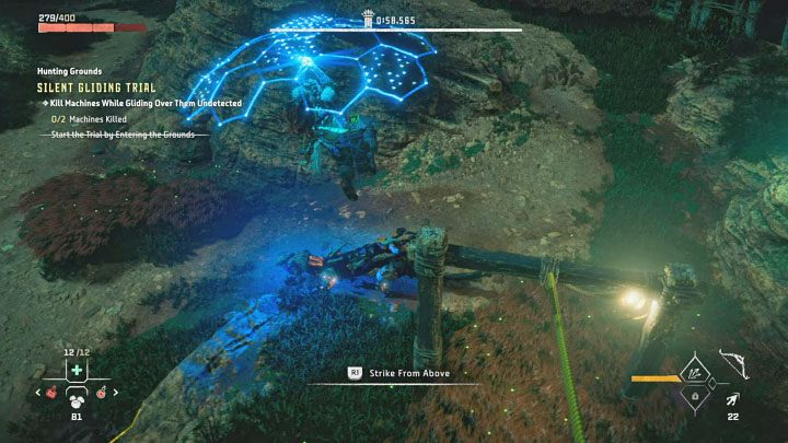 This trial tasks you with killing machines via Strike from Above while gliding on your Shieldwing - Horizon Forbidden West: Hunting Grounds: Plainsong - Hunting Trials - Hunting grounds - Horizon Forbidden West Guide