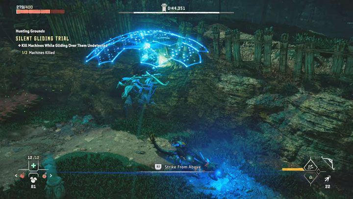 Choose another machine you wish to attack, turn towards it and glide once again with your Shieldwing - Horizon Forbidden West: Hunting Grounds: Plainsong - Hunting Trials - Hunting grounds - Horizon Forbidden West Guide