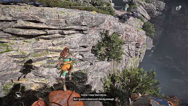In the later part of the journey climb onto the large Stormbird wreck located on the rocks above the chasm - Horizon Forbidden West: Singularity - walkthrough, ending - Main Storyline - Horizon Forbidden West Guide