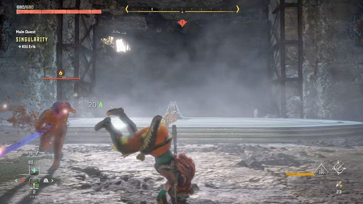 For most of the duel Erik will try to fight you in melee, constantly chasing you - Horizon Forbidden West: Singularity - walkthrough, ending - Main Storyline - Horizon Forbidden West Guide