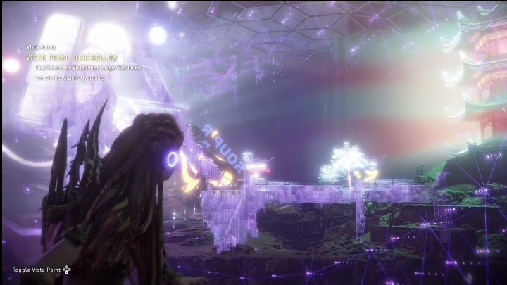 You must climb the destroyed bridge pictured above to find the place where you can activate the hologram - Horizon Forbidden West: Vista Point - list of all - Secrets & Collectibles - Horizon Forbidden West Guide