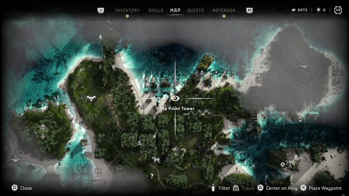 This point is located on an island that's only accessible after completing the Faro's Tomb main quest - Horizon Forbidden West: Vista Point - list of all - Secrets & Collectibles - Horizon Forbidden West Guide