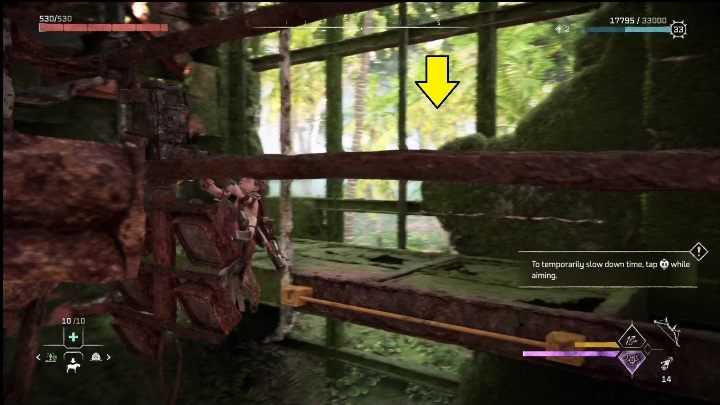 Now, you have to pull the lever that in the cracked wall - Horizon Forbidden West: The Bill - how to get it? - Ornaments - Horizon Forbidden West Guide