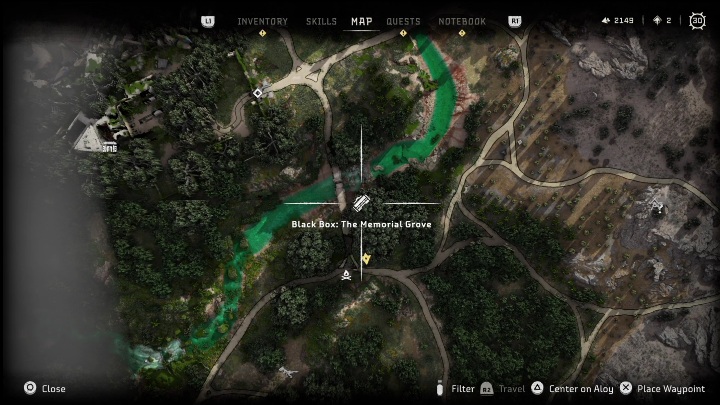 This box can be found in a plane wreck hanging over a pit - Horizon Forbidden West: Black Boxes - locations - Secrets & Collectibles - Horizon Forbidden West Guide