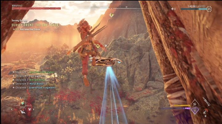 To reach it easily you should jump from a wooden element at the top of the mountain - Horizon Forbidden West: Survey drones - locations - Secrets & Collectibles - Horizon Forbidden West Guide