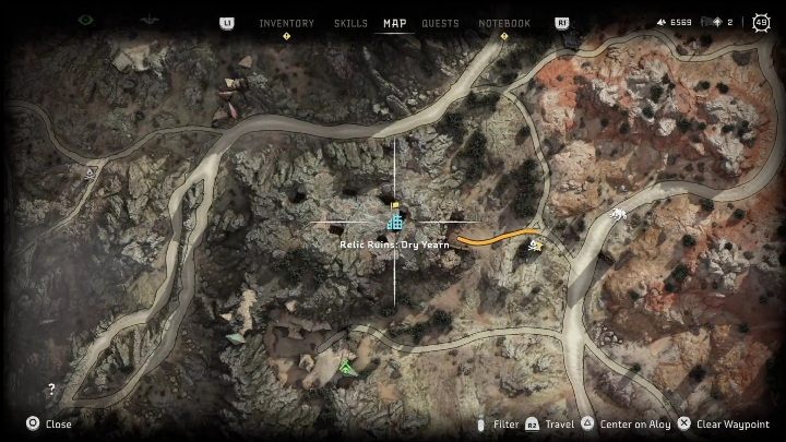 You'll find these ruins in the central area of the map, near the Shining Wastes Tallneck and the Scalding Spear - Horizon Forbidden West: Stanfort Days - how to get? - Ornaments - Horizon Forbidden West Guide