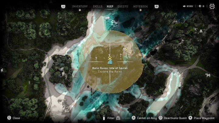 You'll find the ruins on an island in the western part of the map - Horizon Forbidden West: Golden Toucans - how to get? - Ornaments - Horizon Forbidden West Guide