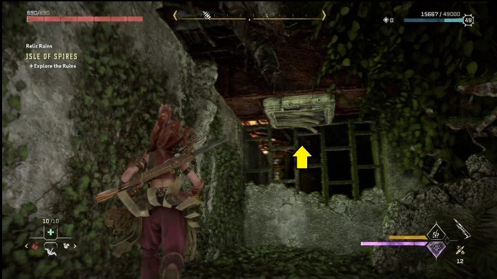 The cell is nearby, you're bound to spot it when walking to the right of the elevator - Horizon Forbidden West: Golden Toucans - how to get? - Ornaments - Horizon Forbidden West Guide