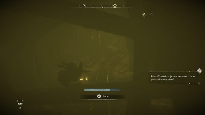 Enter the cave, crawl under the crevice on the left and dive down - Horizon Forbidden West: Deep Trouble - walkthrough - Side quests - Horizon Forbidden West Guide
