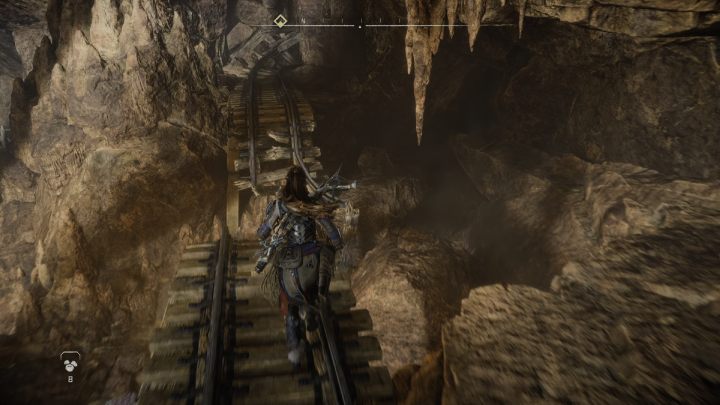 Keep going upwards until you find the broken tracks - Horizon Forbidden West: Deep Trouble - walkthrough - Side quests - Horizon Forbidden West Guide