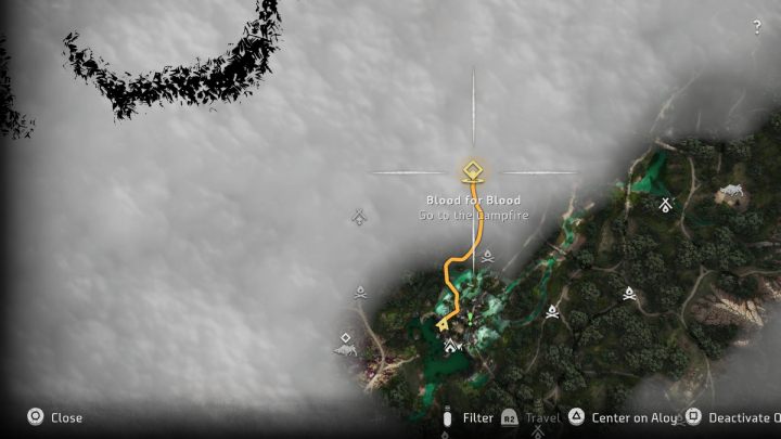 Head to the campfire Kavvoh mentioned, north of Fall's Edge - Horizon Forbidden West: Blood for Blood - walkthrough - Side quests - Horizon Forbidden West Guide