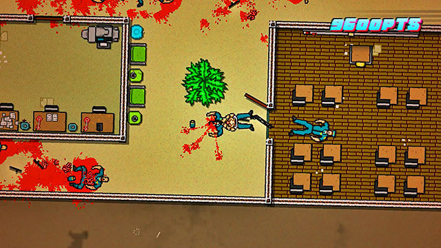 After the cutscene, approach the window and fire at the policemen - Scene 4 - Final Cut - Act 1 - Exposition - Hotline Miami 2: Wrong Number - Game Guide and Walkthrough