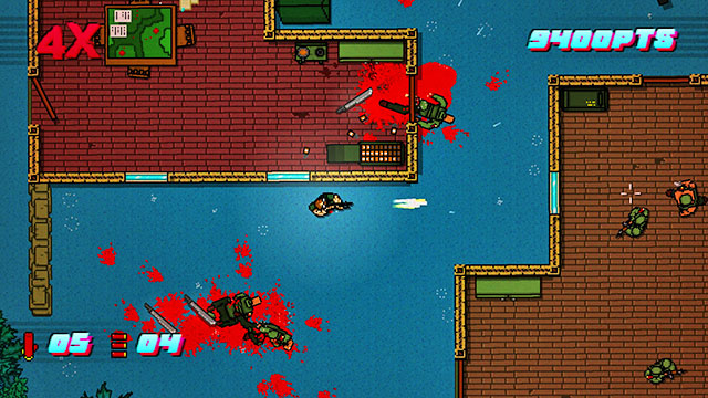 The last enemy waits hidden behind sandbags - Scene 9 - Ambush - Act 3 - Climax - Hotline Miami 2: Wrong Number - Game Guide and Walkthrough