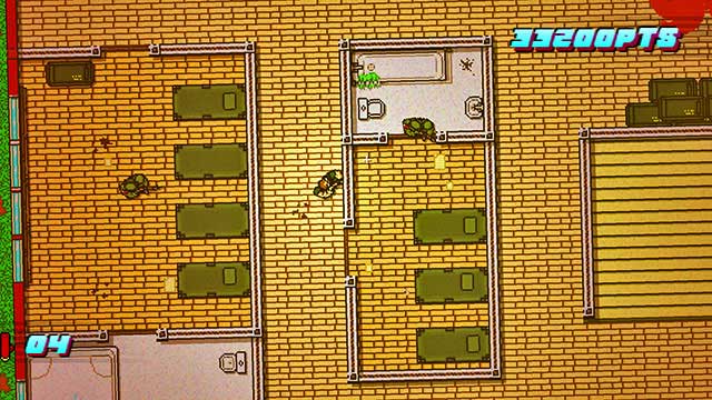 After you clear the base, get down and go up, You get into your unit - Scene 14 - Stronghold - Act 4 - Falling - Hotline Miami 2: Wrong Number - Game Guide and Walkthrough