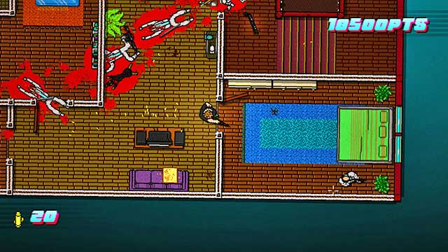 While above, use similar tactics, as on the lower floor - Scene 15 - Withdrawal - Act 4 - Falling - Hotline Miami 2: Wrong Number - Game Guide and Walkthrough