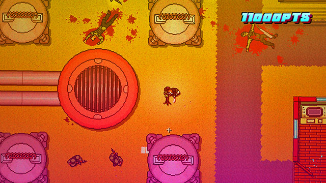 After you enter a new map, go right - Scene 16 - Casualties - Act 4 - Falling - Hotline Miami 2: Wrong Number - Game Guide and Walkthrough