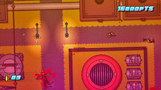 The path on the left is being patrolled by several guards with firearms - Scene 16 - Casualties - Act 4 - Falling - Hotline Miami 2: Wrong Number - Game Guide and Walkthrough