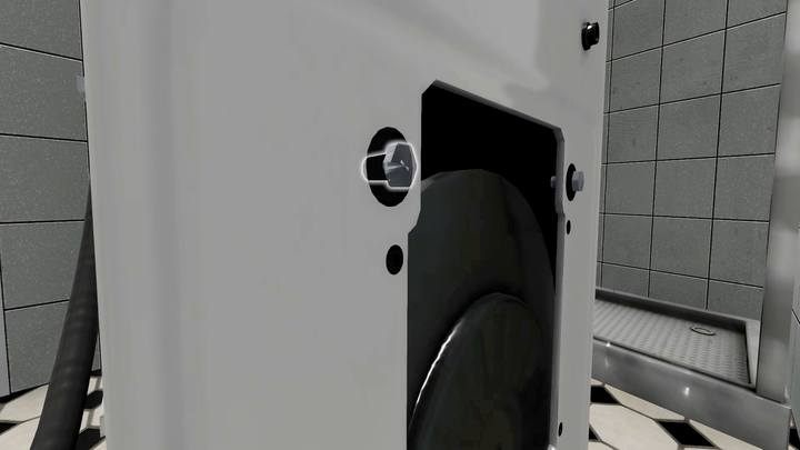 In the washing machine, unscrew the screws that secured the device during the transportation. - Nick Flow order in House Flipper - Walkthrough - House Flipper Game Guide