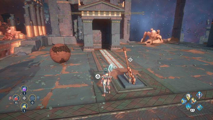 Now, place the ball in the elevator that leads to the furnace - Immortals Fenyx Rising: Dark Arts - walkthrough - Hephaestus quests - Immortals Fenyx Rising Guide