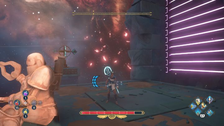 Shoot the target on the signpost while climbing - Immortals Fenyx Rising: Dark Arts - walkthrough - Hephaestus quests - Immortals Fenyx Rising Guide