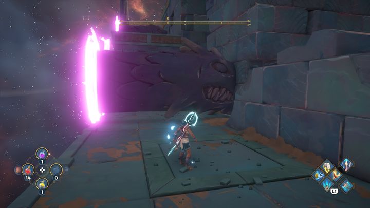 Now you have to climb the obstacles that hit the wall - Immortals Fenyx Rising: Dark Arts - walkthrough - Hephaestus quests - Immortals Fenyx Rising Guide