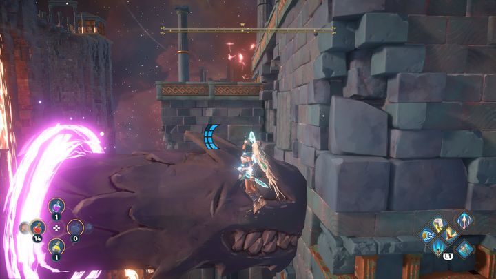 In the next area, first shoot at the target on the signpost, so that a gust of wind can take you further - Immortals Fenyx Rising: Dark Arts - walkthrough - Hephaestus quests - Immortals Fenyx Rising Guide