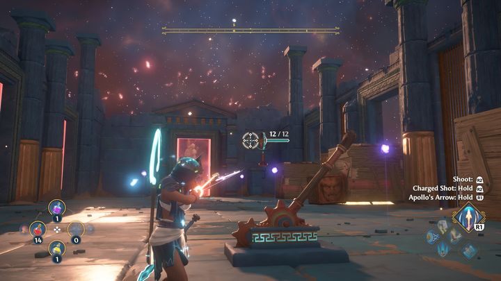 To begin, click the button, and then use the lever - Immortals Fenyx Rising: Dark Arts - walkthrough - Hephaestus quests - Immortals Fenyx Rising Guide