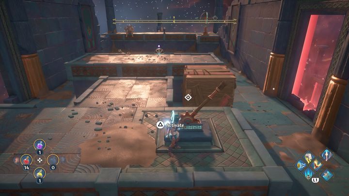 The next stage is slightly different because you have to guide the ball to the very end of the room - Immortals Fenyx Rising: Dark Arts - walkthrough - Hephaestus quests - Immortals Fenyx Rising Guide