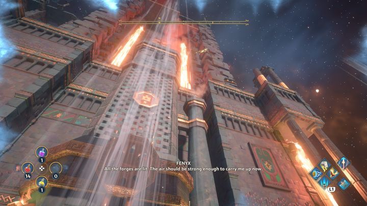 After lighting three fires, glide to the top - Immortals Fenyx Rising: Dark Arts - walkthrough - Hephaestus quests - Immortals Fenyx Rising Guide