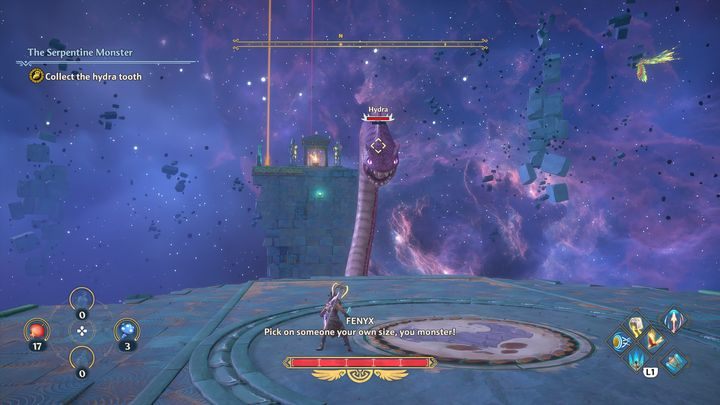 The head has a very small amount of HP and stamina, but it's hard to hit - Immortals Fenyx Rising: boss encounter - Hydra - how to defeat? - Bosses - Immortals Fenyx Rising Guide