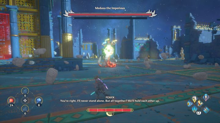 The final battle with Medusa combines all the phases into one - Immortals Fenyx Rising: Medusa the Imperoius - how to defeat the boss? - Bosses - Immortals Fenyx Rising Guide