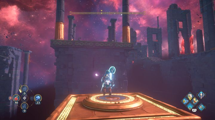 Starting from the left, climb on one of the platforms that will take you up to the puzzles - Immortals Fenyx Rising: The Spiders Web - walkthrough - Main missions - Immortals Fenyx Rising Guide