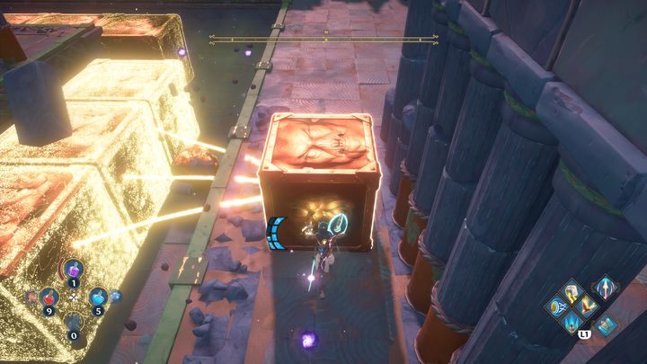 After unlocking the path, point the flaming ball towards the seed to destroy it, and then put the ball in the designated place - Immortals Fenyx Rising: The Spiders Web - walkthrough - Main missions - Immortals Fenyx Rising Guide