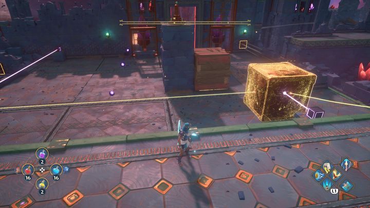 Then bring the block closer to the laser - Immortals Fenyx Rising: The Spiders Web - walkthrough - Main missions - Immortals Fenyx Rising Guide