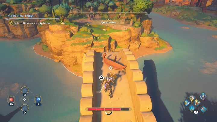 Climb to the very top of the mane - a miniature wooden boat will appear there - Immortals Fenyx Rising: Go Do Hero Things! - walkthrough - Athenas quests - Immortals Fenyx Rising Guide