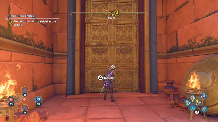 In the temple, on the left side there is a large golden door - Immortals Fenyx Rising: Go Do Hero Things! - walkthrough - Athenas quests - Immortals Fenyx Rising Guide