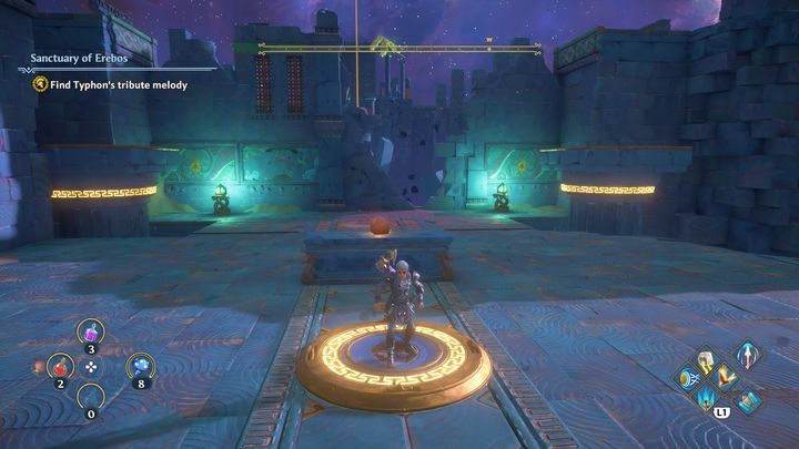 The platform will activate pillars to the left and right, which will begin to move - Immortals Fenyx Rising: Pecking Orders - walkthrough - The tasks of Ares - Immortals Fenyx Rising Guide