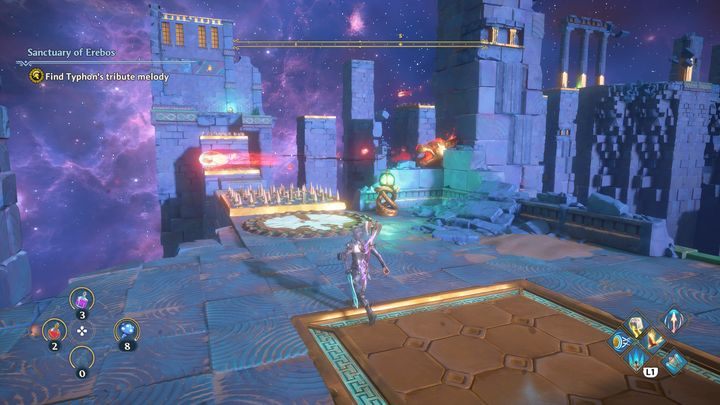 Next you will face an obstacle course, you'll need to watch out for spikes and the statues of Cerberus - Immortals Fenyx Rising: Pecking Orders - walkthrough - The tasks of Ares - Immortals Fenyx Rising Guide