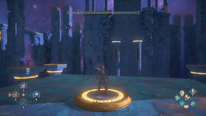 Then, go to the platform and wait until all the pillars are joined into one - Immortals Fenyx Rising: Pecking Orders - walkthrough - The tasks of Ares - Immortals Fenyx Rising Guide
