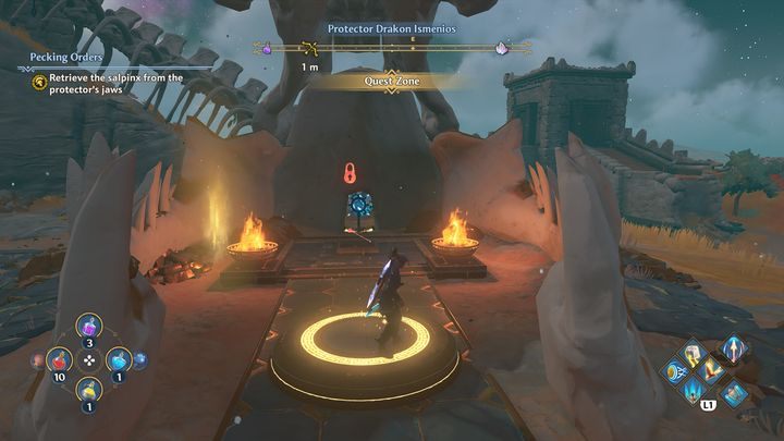 Stand on the platform and use the Apollo's Arrows power - Immortals Fenyx Rising: Pecking Orders - walkthrough - The tasks of Ares - Immortals Fenyx Rising Guide