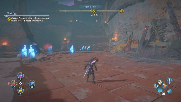 You'll find other enemies at the very top - Immortals Fenyx Rising: Nest Egg - walkthrough - The tasks of Ares - Immortals Fenyx Rising Guide