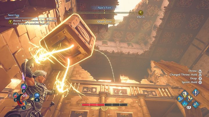 In the next room you can throw the previous blocks to the very top - Immortals Fenyx Rising: Nest Egg - walkthrough - The tasks of Ares - Immortals Fenyx Rising Guide