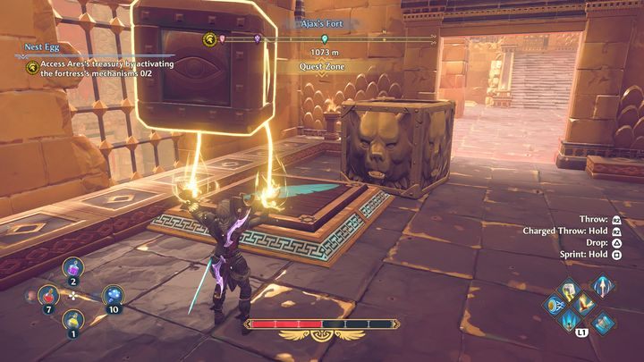 First, set a larger block on the platform, which is located inside - Immortals Fenyx Rising: Nest Egg - walkthrough - The tasks of Ares - Immortals Fenyx Rising Guide